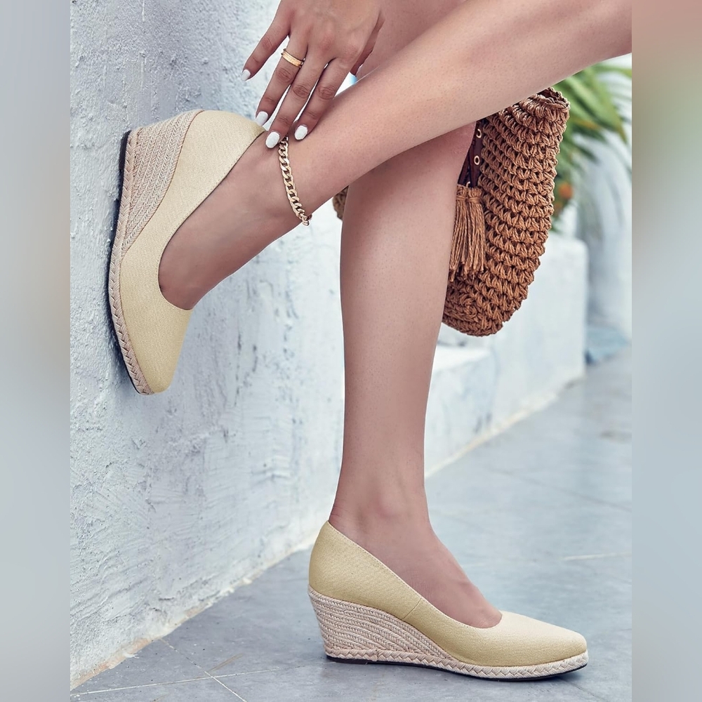 Ruanyu Women's Espadrilles Wedge Sandals Wedge Pumps, US 7